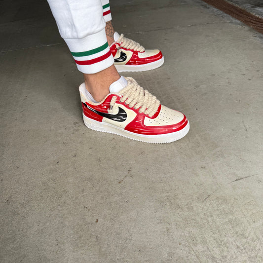 NIKE AIR FORCE 1 ROPE VINTAGE RED BLACK