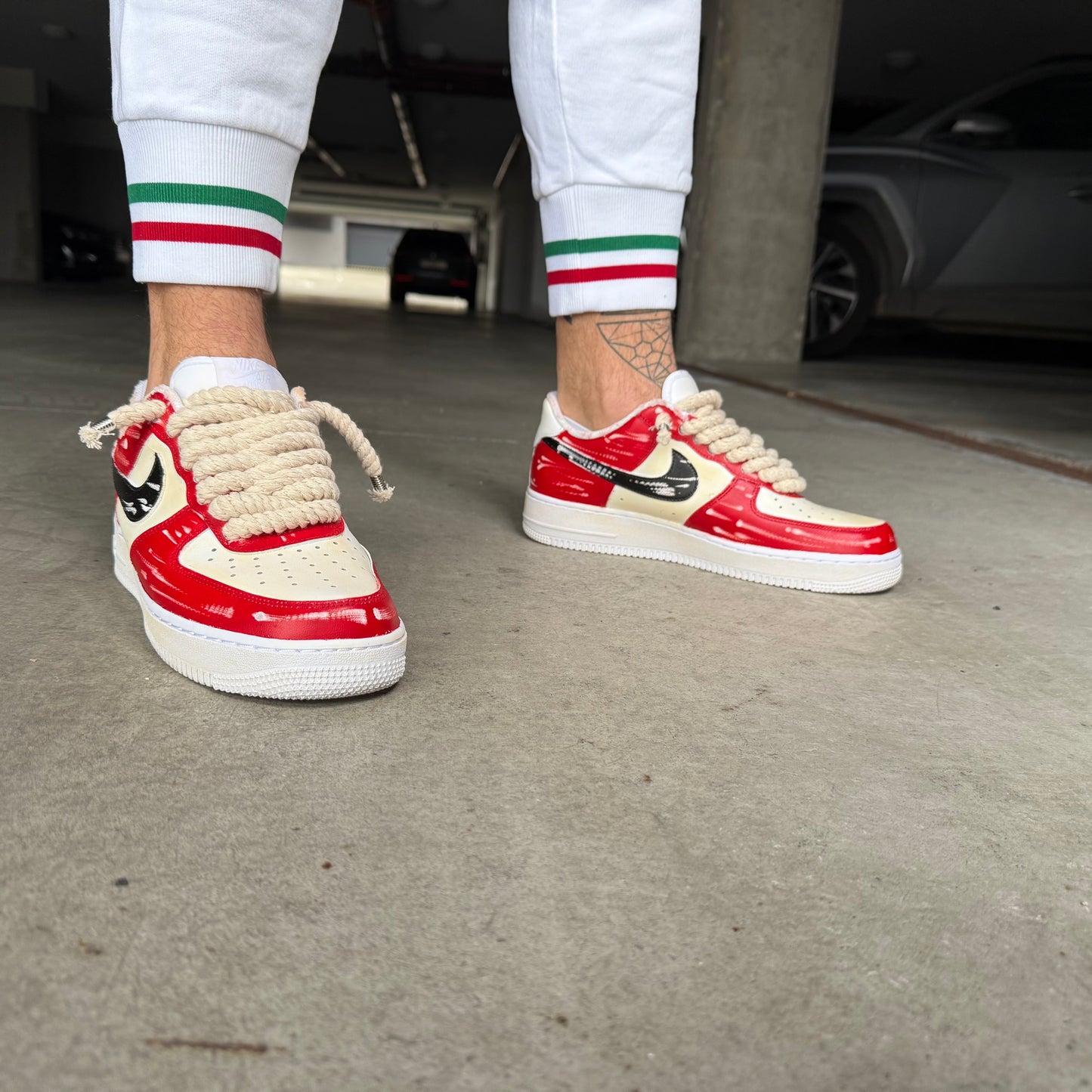 NIKE AIR FORCE 1 ROPE VINTAGE RED BLACK